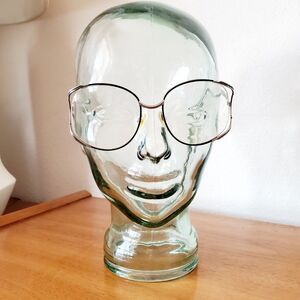 VTG 80's Marathon Bamboo Oversize Eyeglasses Black Silver Womens 56-118